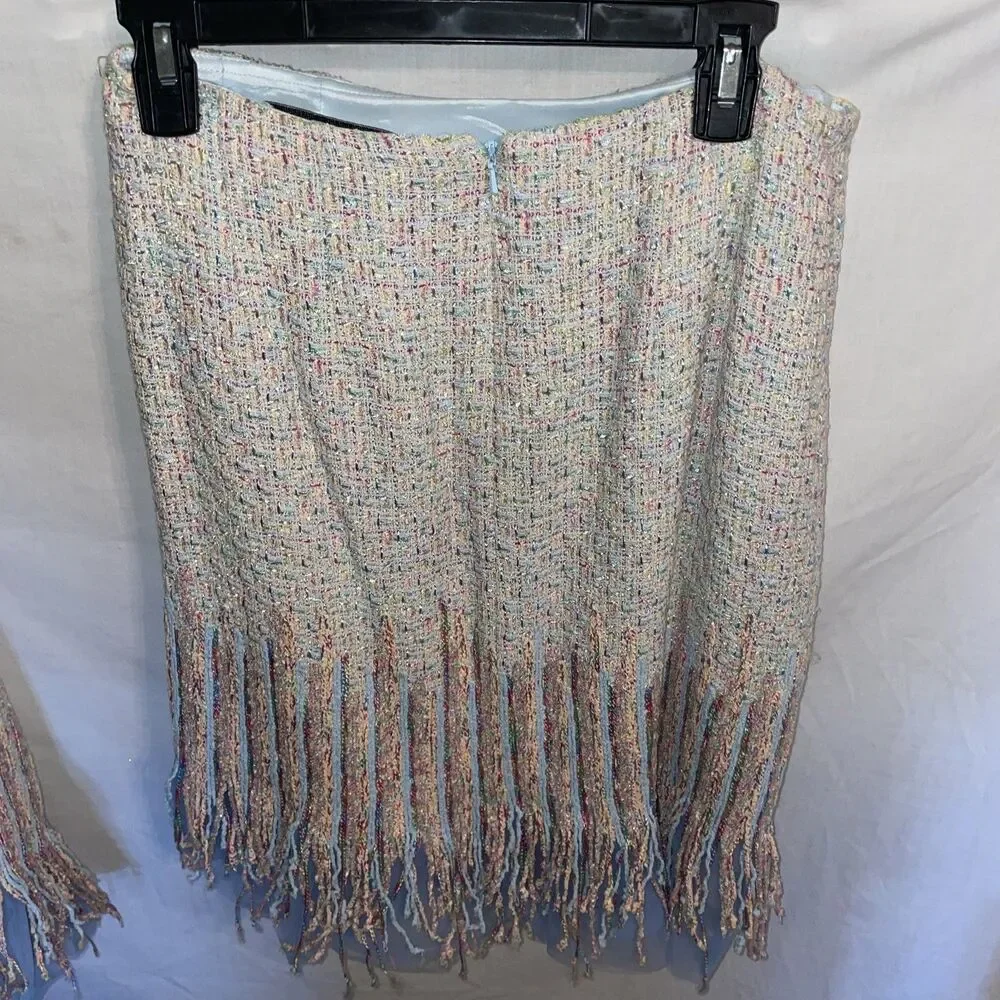 Vtg Rickie Freeman Teri Jon Women’s Tweed Outfit Size 12 Multicolor Jacket Skirt
